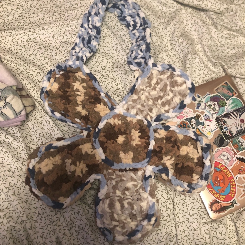 Handmade crochet flower power bag